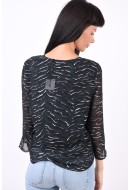 Women Blouse Object Objdara 3/4 Black/White/Ponderosa Pine